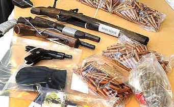 Guns seized during drug raids as part of Operation Ice Bobcat. Guns seized during drug raids as part of Operation Ice Bobcat.